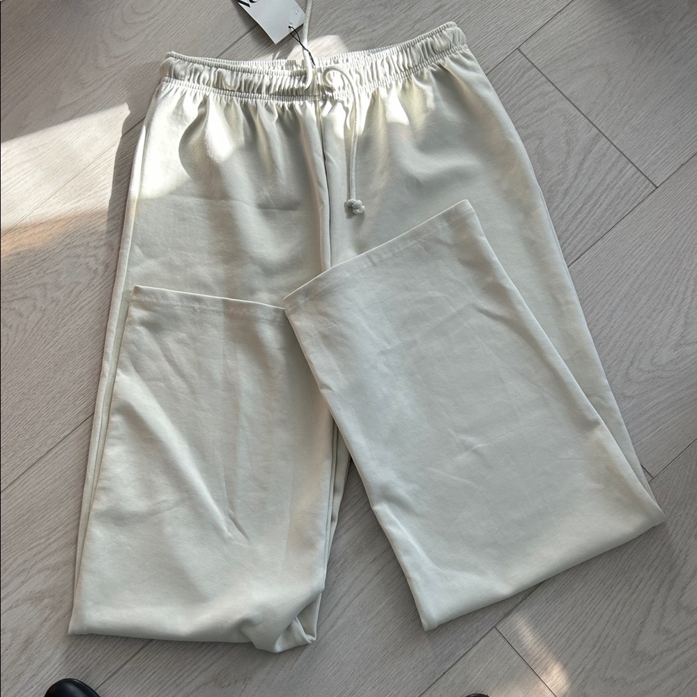 Zara creme athletic pants, large new